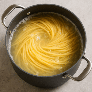 How to cook Lemon Ricotta Pasta step 1 – spaghetti boiling in salted water