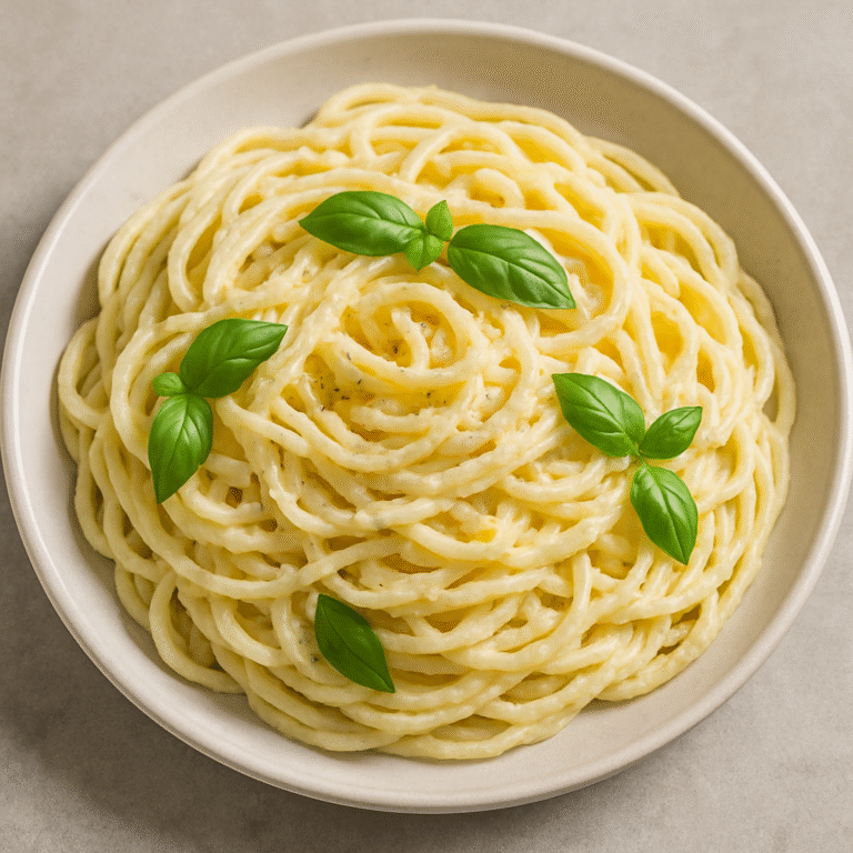Creamy Lemon Ricotta Pasta final dish garnished with basil and lemon zest