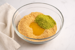 How to make Pistachio Cheesecake step 2 – creamy pistachio cheesecake filling with cream cheese and ricotta