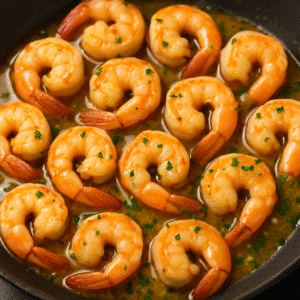 Shrimp cooking in garlic butter sauce for easy Garlic Butter Shrimp.