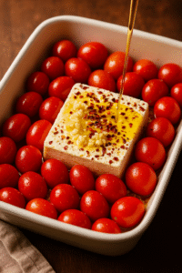 Cherry tomatoes and feta cheese for Baked Feta Pasta