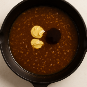 Steak Diane – Dijon mustard and Worcestershire sauce mixed into beef broth to form a pan sauce