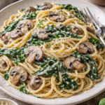 Creamy Spinach Mushroom Pasta – Easy Vegetarian Dinner